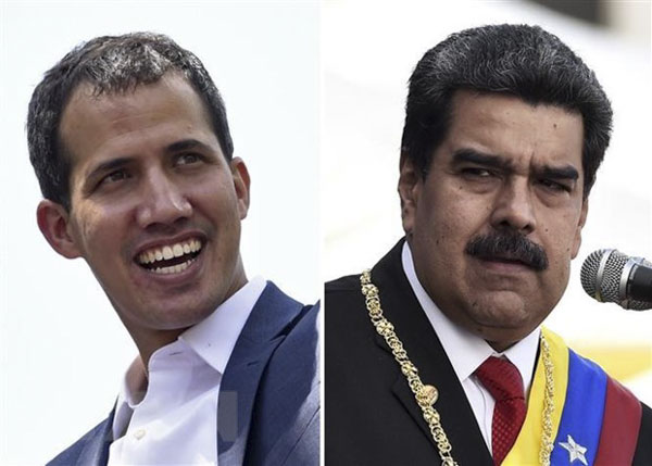 Tổng thống Venezuela Nicolas Maduro (phải) và thủ lĩnh đối lập Juan Guaido. 