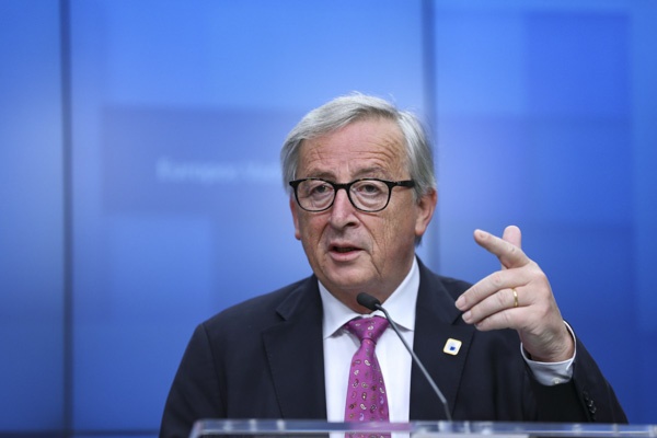 Chủ tịch Ủy ban châu Âu Jean-Claude Juncker trong cuộc họp báo  ở Brussels, Bỉ ngày 21/6/2019.  