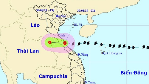 Vị trí và hướng đi của Áp thấp nhiệt đới.