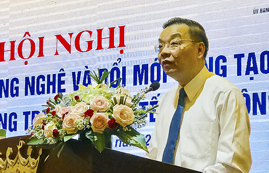 Bộ trưởng Bộ KH-CN Chu Ngọc Anh phát biểu khai mạc hội nghị.