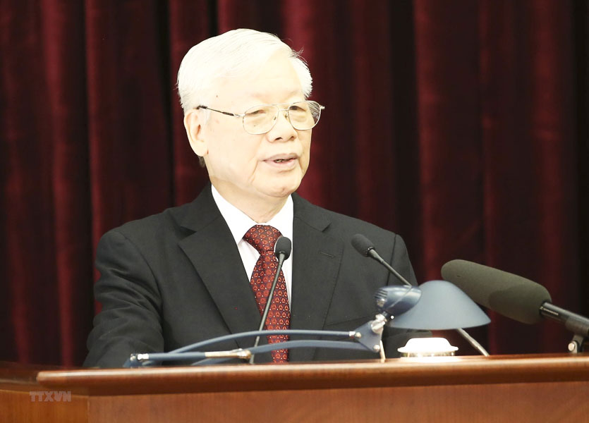 Tổng Bí thư, Chủ tịch nước Nguyễn Phú Trọng phát biểu khai mạc hội nghị. Ảnh: Phương Hoa