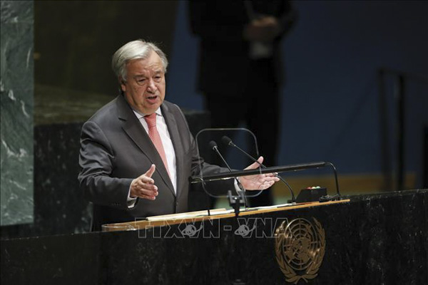 Tổng Thư ký Liên hợp quốc Antonio Guterres phát biểu tại cuộc họp ở New York, Mỹ. (Nguồn: THX)