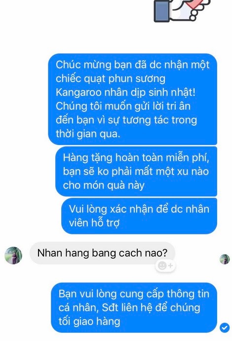 Tin nhắn “tặng quà” sinh nhật gửi cho ông Huynh.