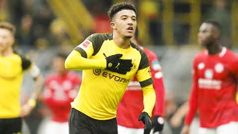 Cầu thủ trẻ Jadon Sancho trong màu áo Dortmund.