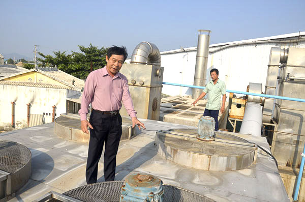 Hệ thống xử lý khí thải từ hoạt động chế biến bột cá của DNTN Phúc Lộc.