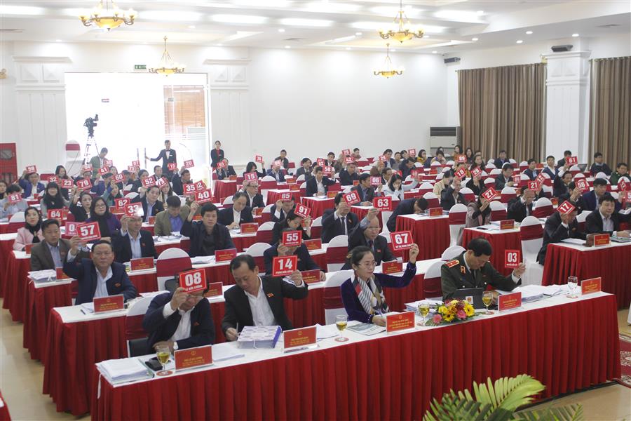 Các đại biểu biểu quyết thông qua Nghị quyết tại Kỳ họp