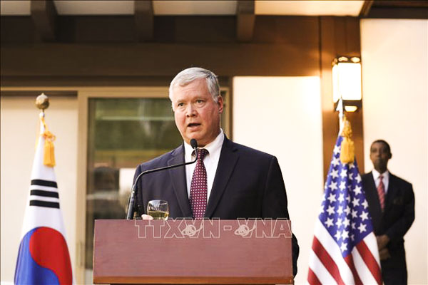 Đặc phái viên Mỹ về Triều Tiên Stephen Biegun phát biểu  tại một sự kiện ở Washington, D.C ngày 2/10/2019. (Nguồn: Yonhap)  