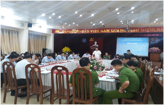 Hội nghị triển khai quy định của Bộ luật Hình sự năm 2015 và nghị quyết 05/2019/NQ-HĐTP với sự tham gia của Lãnh đạo các ngành: Tòa án, Viện Kiểm sát, Công an tỉnh và BHXH tỉnh ngày 04/10/2019.