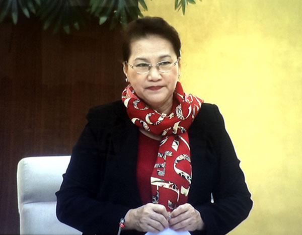 Chủ tịch Quốc hội Nguyễn Thị Kim Ngân phát biểu khai mạc phiên họp. Ảnh: VGP.