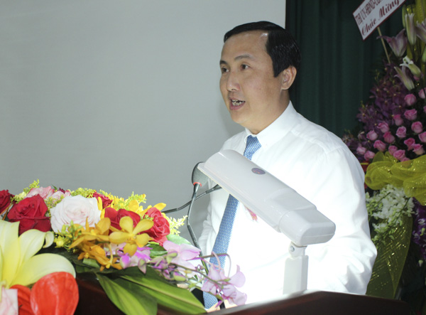 Đồng chí Lê Hoàng Hải, Tỉnh ủy viên, Bí thư Thị ủy Phú Mỹ phát biểu chỉ đạo tại Đại hội.