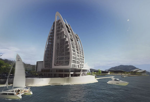 Mô hình khách sạn 23 tầng che khuất tầm nhìn hướng biển nằm trong dự án Thủy cung  Hòn Ngưu đã được Ban Thường vụ Tỉnh ủy cho ý kiến loại bỏ.