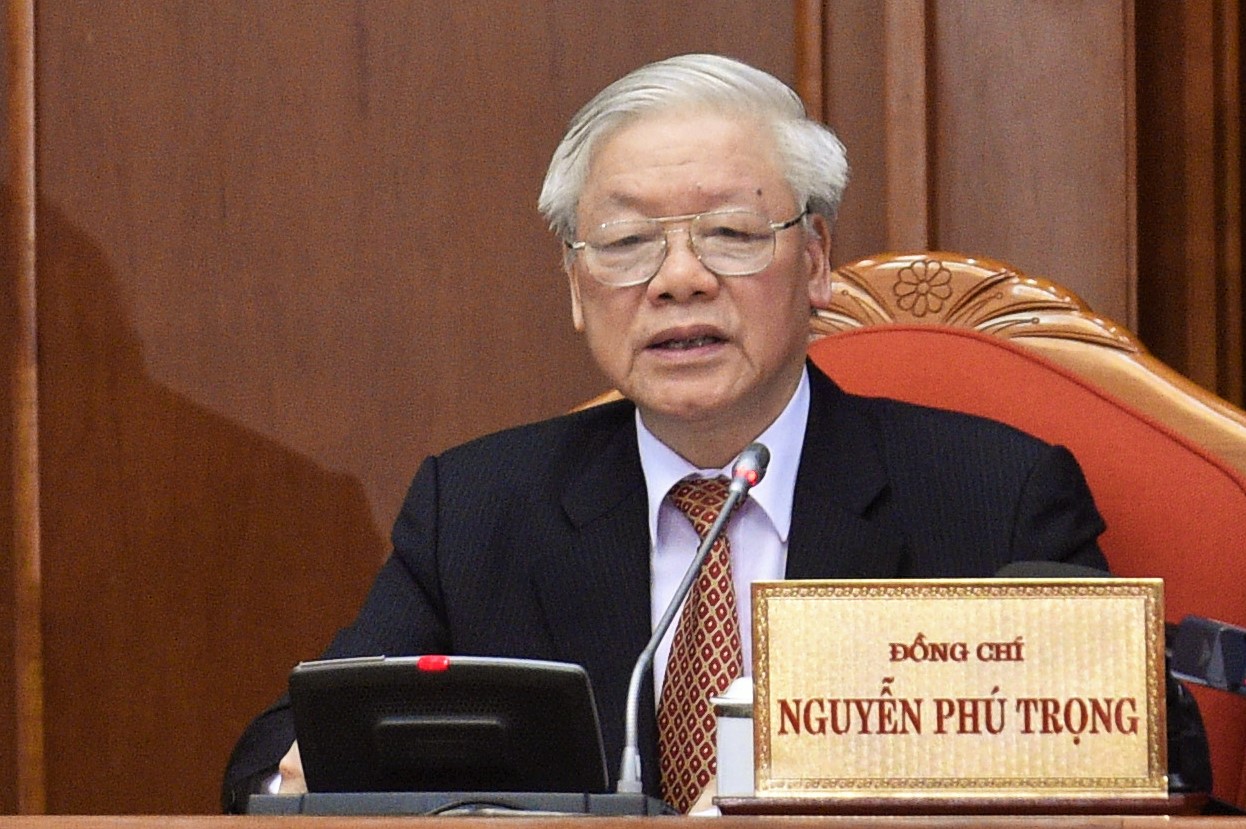 Tổng Bí thư, Chủ tịch nước Nguyễn Phú Trọng phát biểu bế mạc hội nghị. Ảnh: NHẬT BẮC