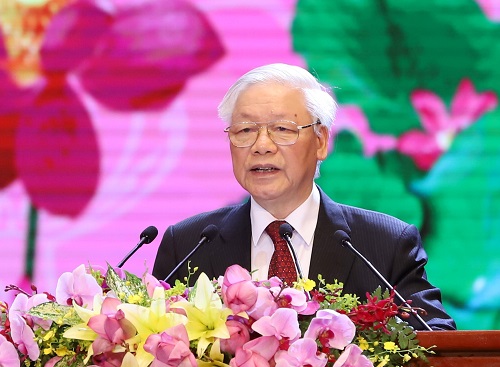 Tổng Bí thư, Chủ tịch nước Nguyễn Phú Trọng phát biểu tại Lễ kỷ niệm. Ảnh: NHẬT BẮC