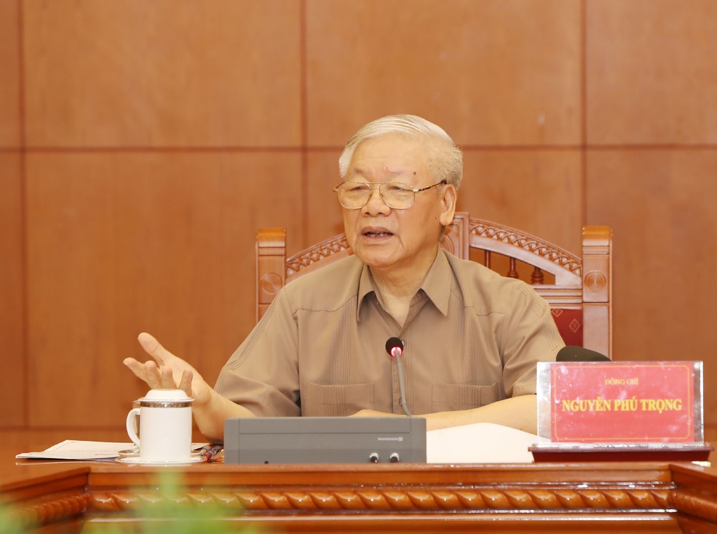 Tổng Bí thư, Chủ tịch nước Nguyễn Phú Trọng, Trưởng BCĐ phát biểu kết luận cuộc họp. Ảnh: TRÍ DŨNG