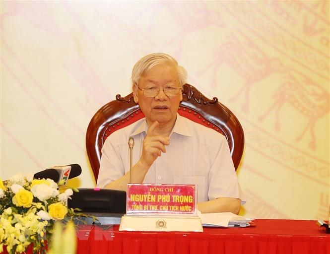 Tổng Bí thư, Chủ tịch nước Nguyễn Phú Trọng  phát biểu tại Hội nghị.