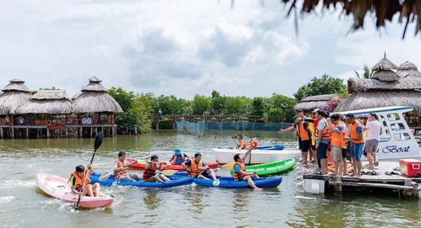 Rừng ngập mặn bên vịnh sông Dinh phù hợp khai thác dịch vụ chèo xuồng khám phá thiên nhiên.