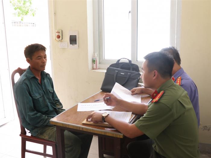 Đối tượng Nguyễn Trọng Tân tại cơ quan điều tra 
