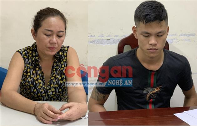 2 đối tượng Phạm Thị Thanh và Cao Văn Đạm tại cơ quan Công an
