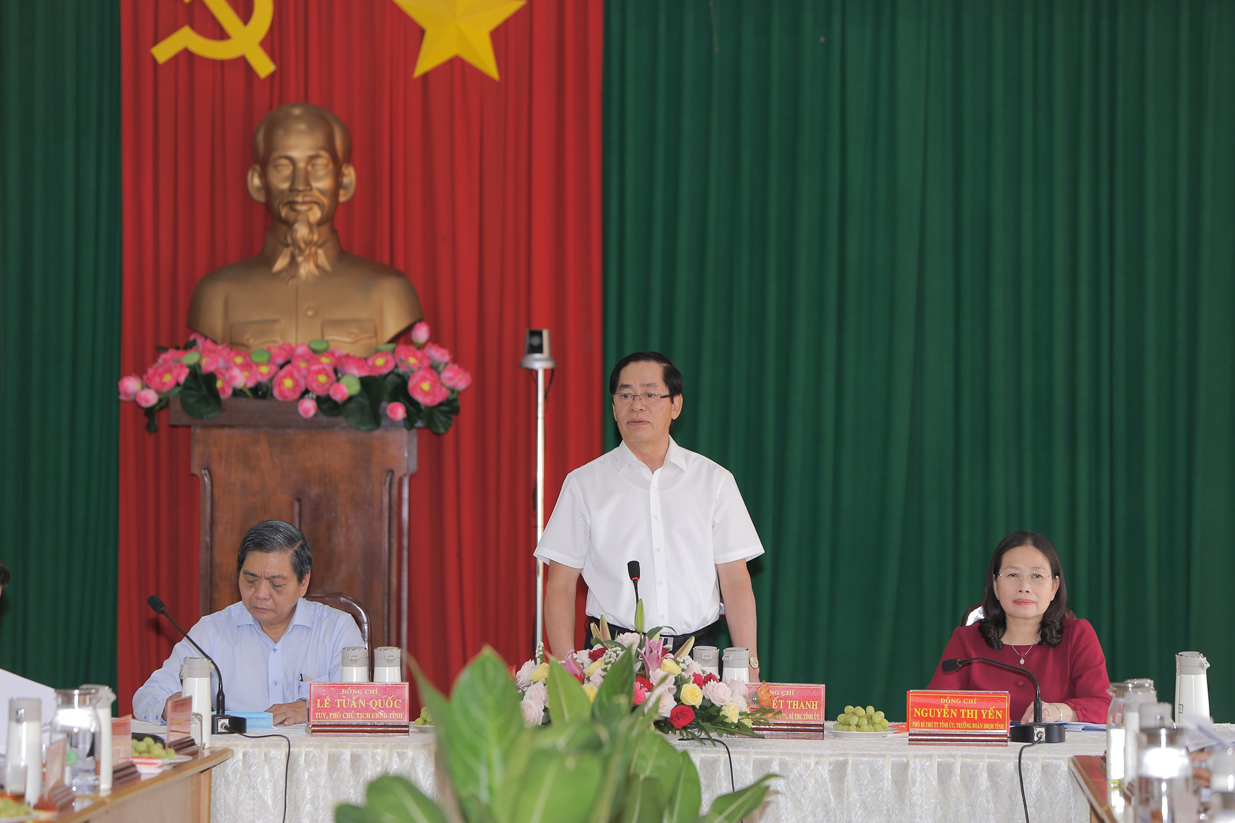 Ông Phạm Viết Thanh, Ủy viên Trung ương Đảng, Bí thư Tỉnh ủy phát biểu chỉ đạo tại buổi làm việc.