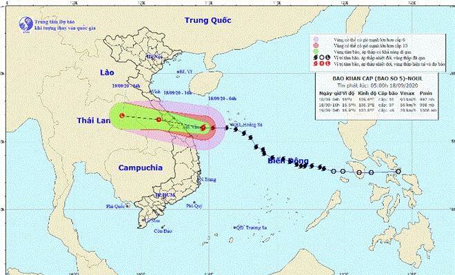 Trong sáng nay, 18/9, bão số 5  sẽ đổ bộ vào khu vực miền Trung