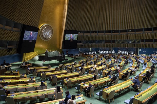 Quang cảnh phiên họp cấp cao Đại hội đồng Liên hợp quốc khóa 75 nhân kỷ niệm 25 năm Hội nghị thế giới lần thứ 4 về phụ nữ.