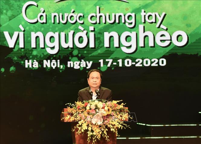 Chủ tịch Ủy ban Trung ương Mặt trận Tổ quốc Việt Nam Trần Thanh Mẫn phát biểu khai mạc chương trình. Ảnh: Doãn Tấn/TTXVN