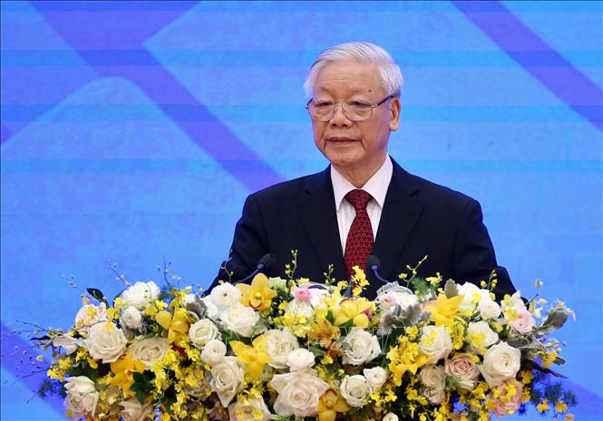 Tổng Bí thư, Chủ tịch nước Nguyễn Phú Trọng phát biểu chào mừng tại Lễ khai mạc Hội nghị Cấp cao ASEAN lần thứ 37. Ảnh: Dương Giang/TTXVN