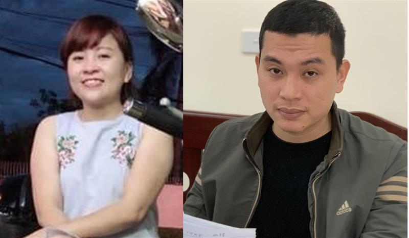 Đối tượng Lê Thị Huyền Trang (ảnh Facebook nhân vật) và đối tượng Phan Văn Thịnh                  tại cơ quan Công an