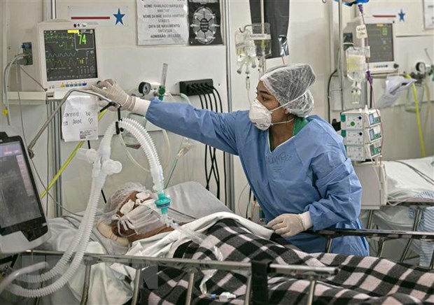 Nhân viên y tế chăm sóc bệnh nhân mắc COVID-19 tại một bệnh viện ở bang Para (Brazil). 