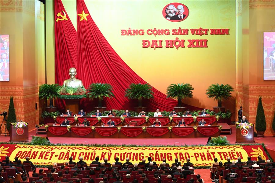 Đại hội đại biểu toàn quốc lần thứ XIII của Đảng diễn ra trong 8 ngày từ 25/1 đến 1/2/2021. Ảnh: VGP