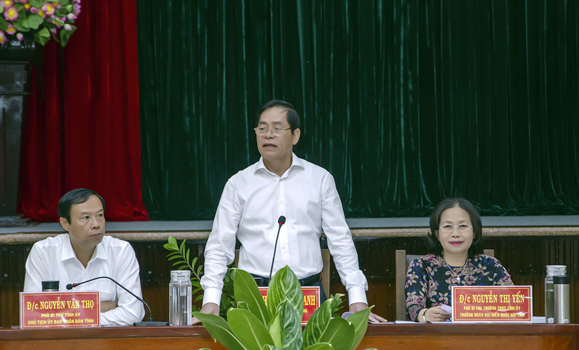 Ông Phạm Viết Thanh, Uỷ viên Trung ương Đảng, Bí thư Tỉnh ủy phát biểu tại buổi làm việc với Ban Thường vụ Thành ủy Vũng Tàu.