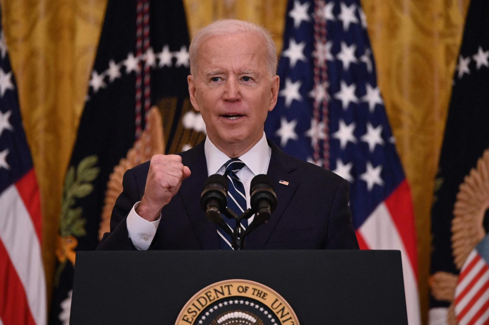 Tổng thống Mỹ Joe Biden phát biểu trong cuộc họp báo ở Washington, DC ngày 25/3/2021. 