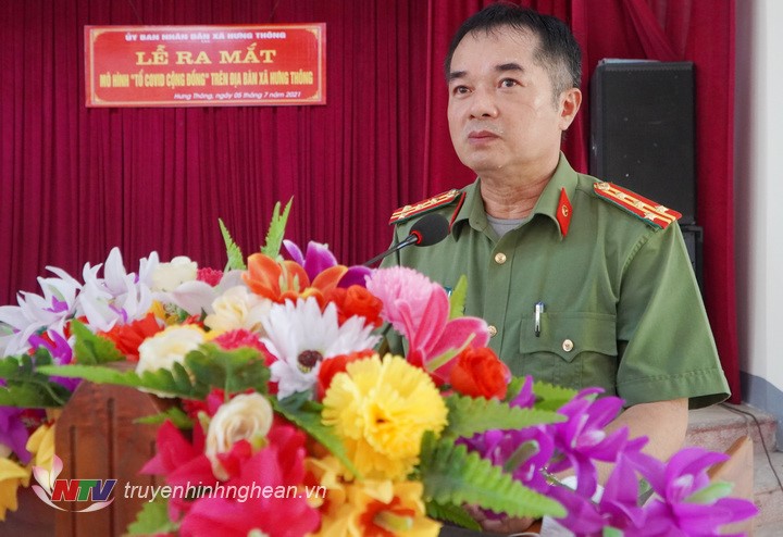 Đại diện lãnh đạo Công an tỉnh phát biểu chỉ đạo xây dựng mô hình.