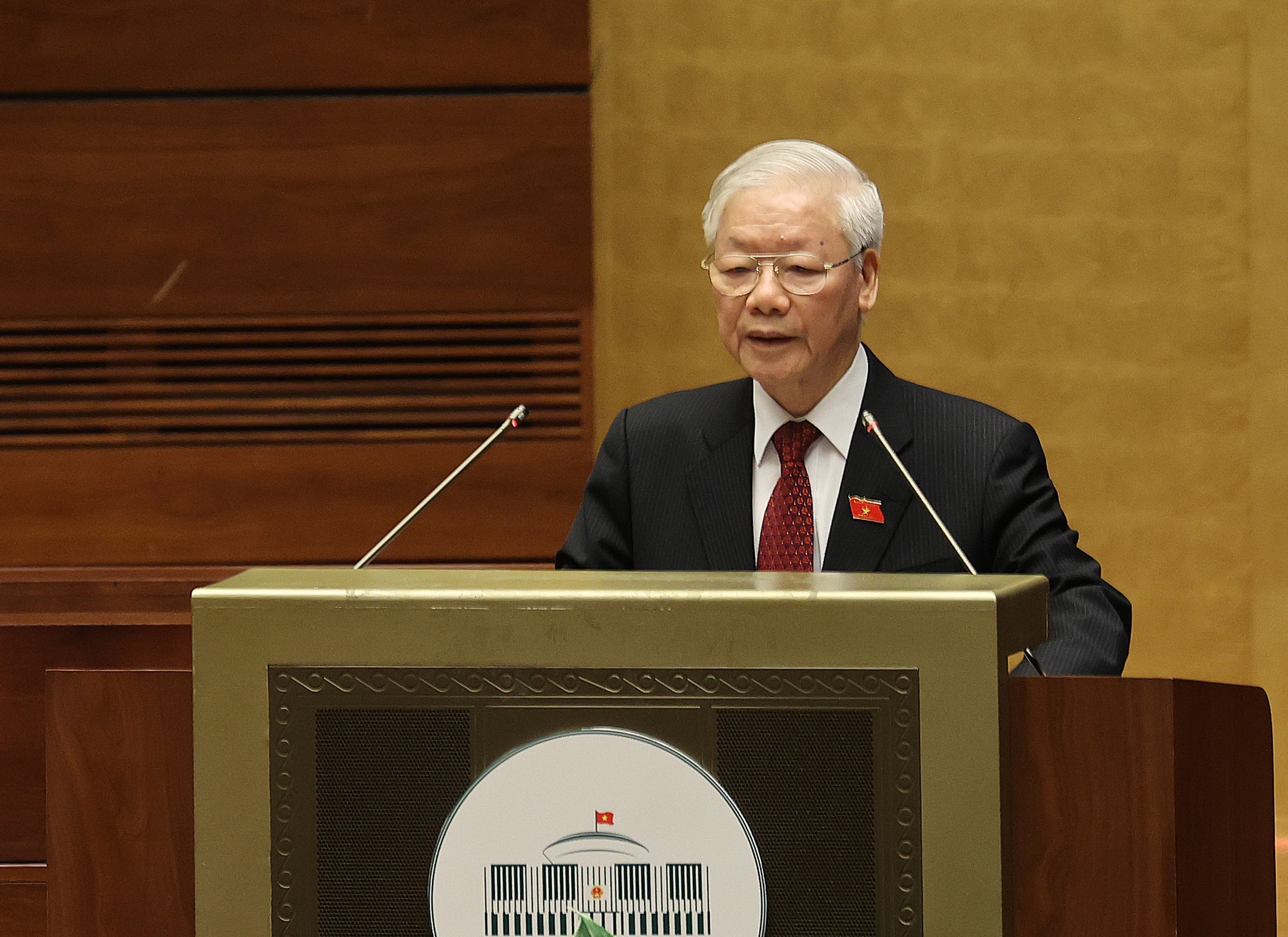 Tổng Bí thư Nguyễn Phú Trọng phát biểu tại phiên khai mạc Kỳ họp. Ảnh: DƯƠNG GIANG