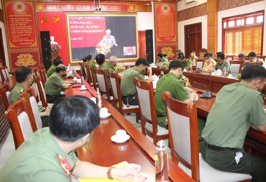 Toàn cảnh Hội nghị tại điểm cầu Công an tỉnh Nghệ An