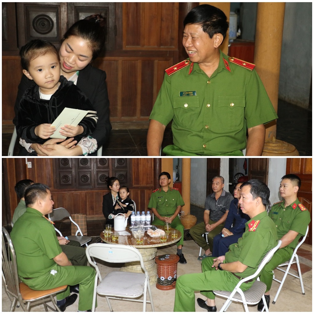 Thiếu tướng Vũ Hùng Vương cùng đoàn công tác thăm hỏi, động viên thân nhân gia đình đồng chí Đại úy Sầm Quốc Nghĩa