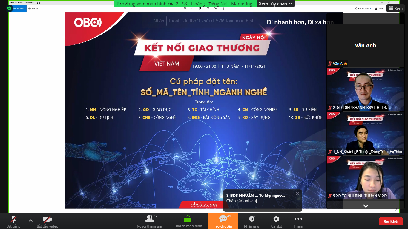 Ngày hội “Kết nối giao thương” được Cộng đồng kết nối doanh nghiệp Việt Nam - One Business Connection (OBC) Việt Nam tổ chức theo hình thức trực tuyến trên nền tảng zoom.