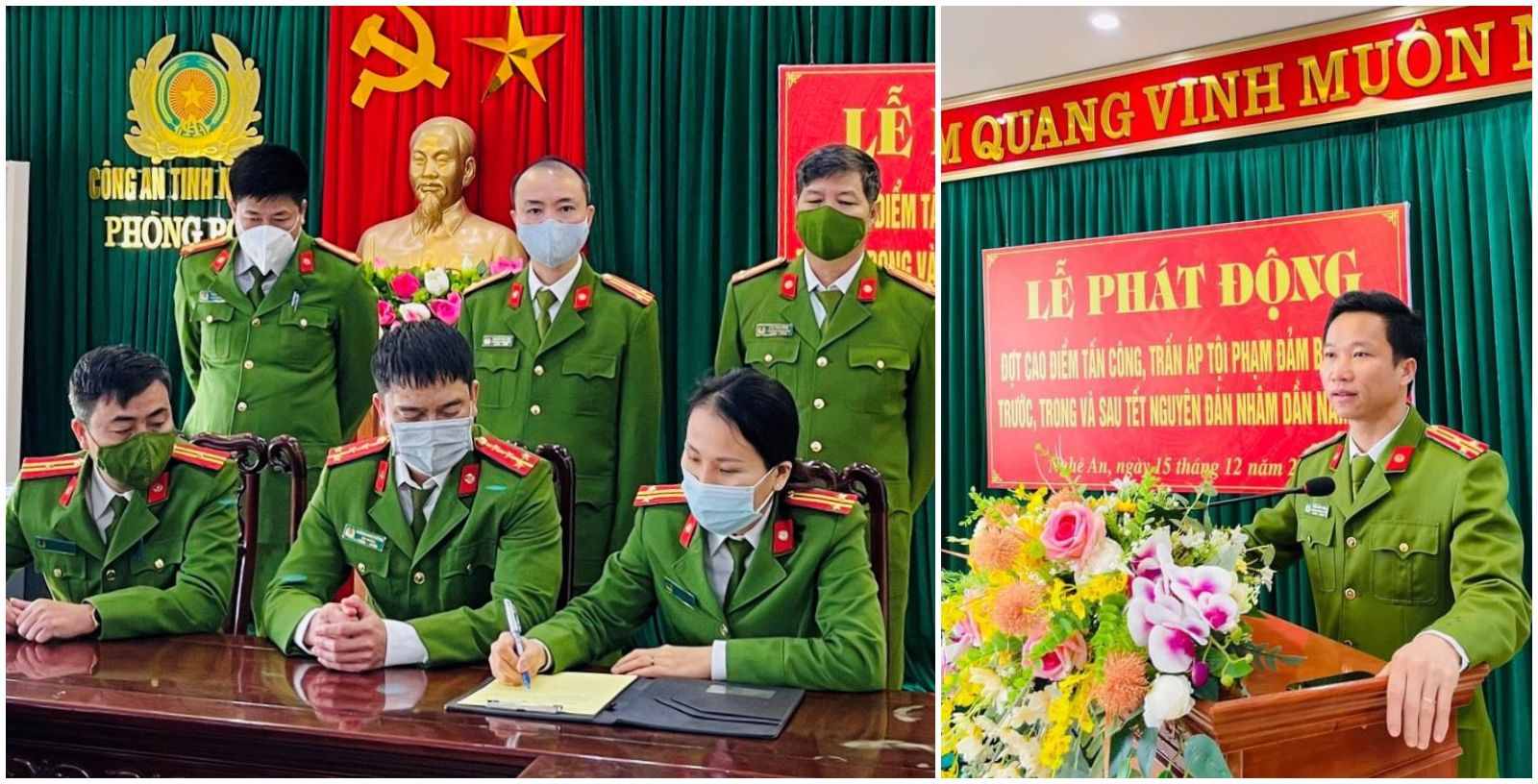 Sáng ngày 15/12/2021, Phòng Cảnh sát hình sự, Công an tỉnh Nghệ An tổ chức Lễ phát động đợt cao điểm tấn công, trấn áp tội phạm, đảm bảo ANTT trước, trong và sau Tết Nguyên Đán Nhâm Dần năm 2022