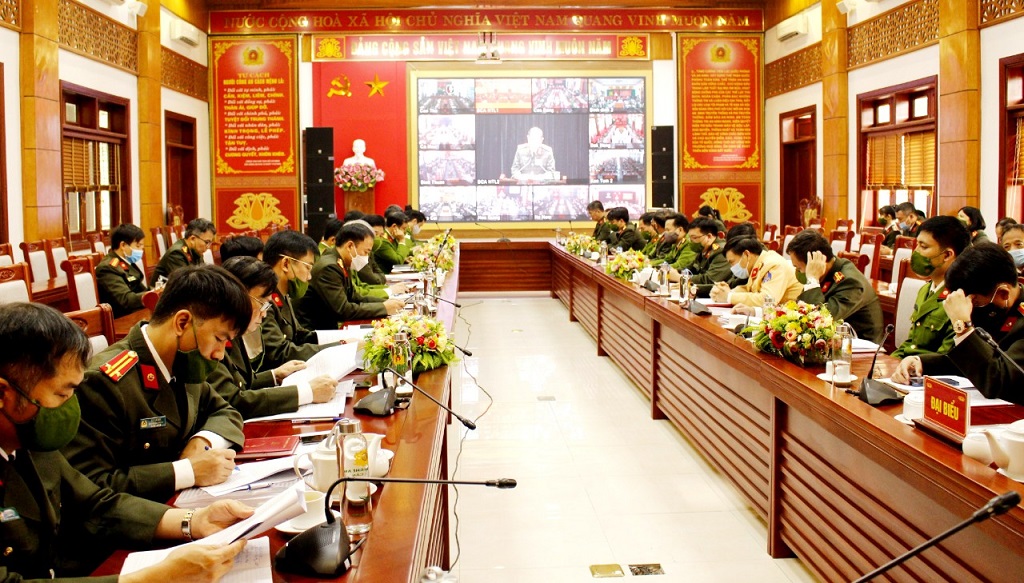 Toàn cảnh hội nghị tại điểm cầu Công an tỉnh Nghệ An