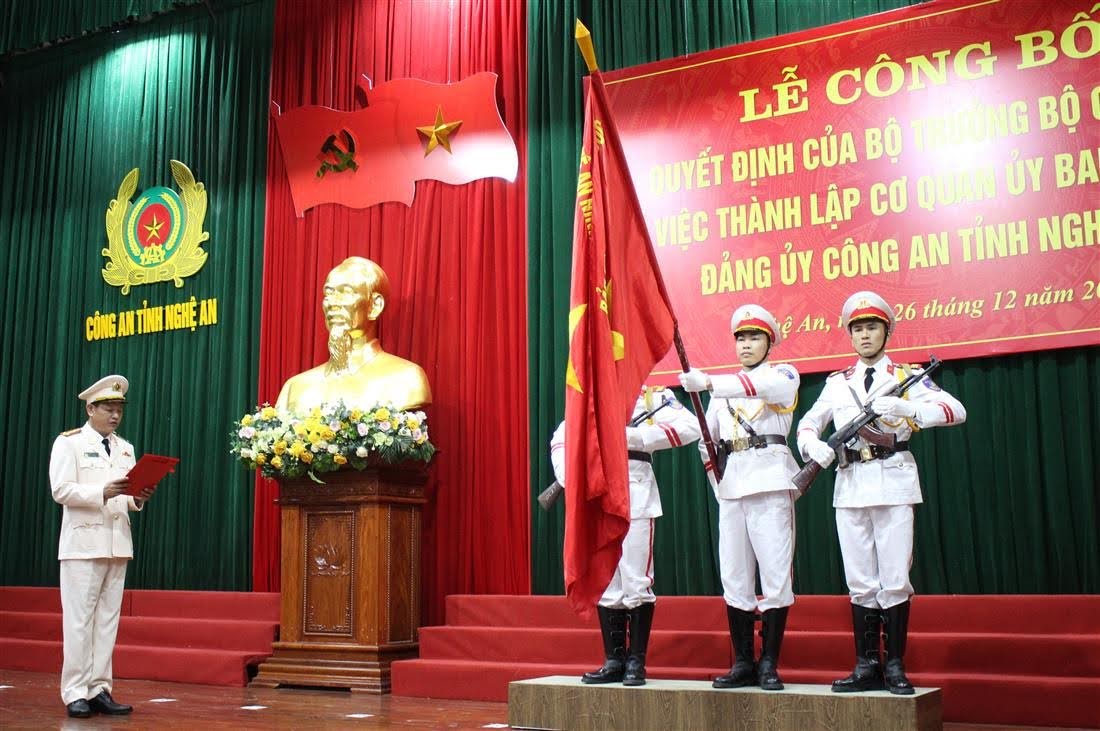 Lễ Công bố Quyết định của Bộ trưởng Bộ Công an về thành lập Cơ quan UBKT Đảng uỷ Công an tỉnh Nghệ An, tháng 12/2020.