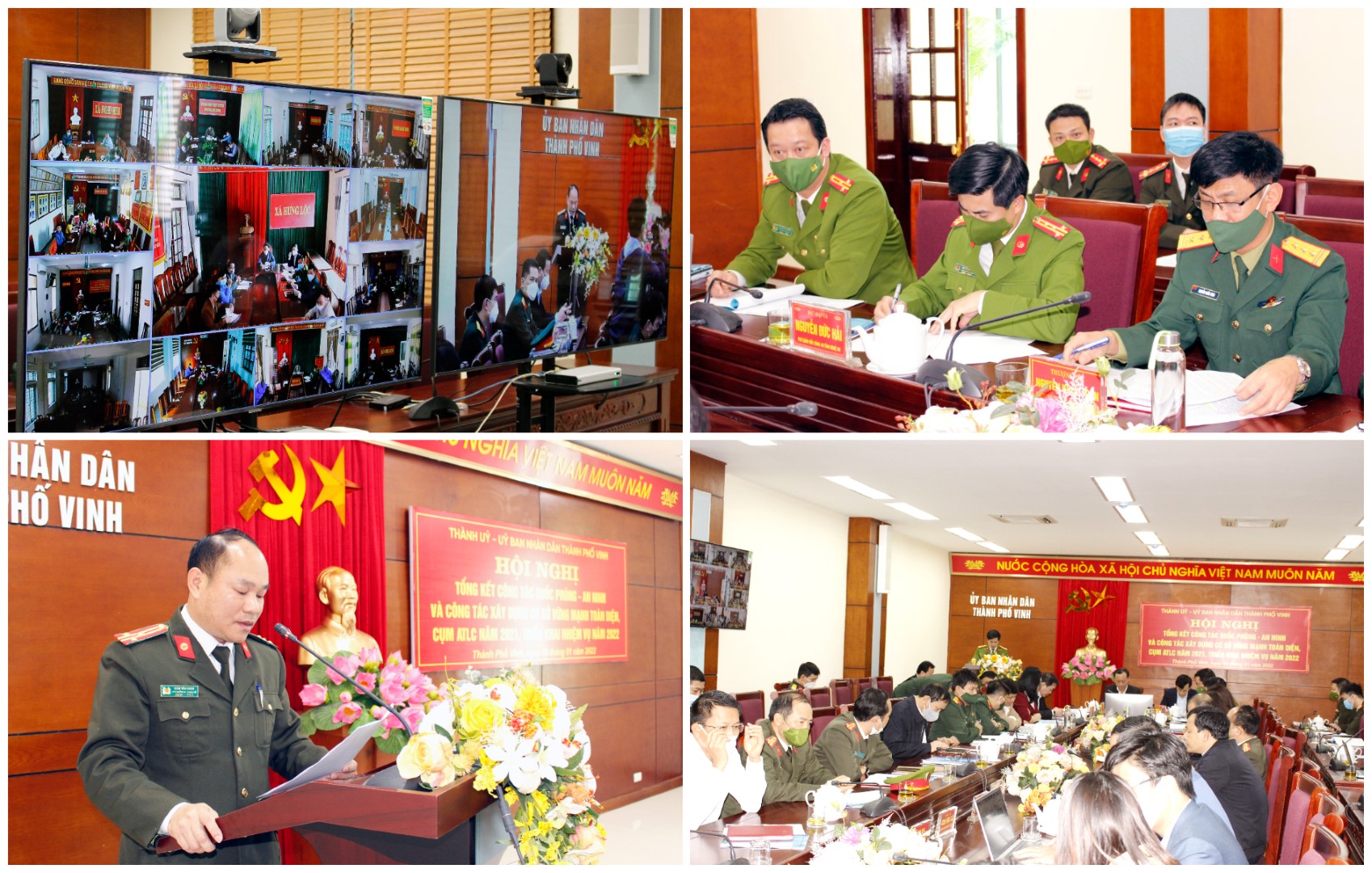 Hội nghị được kết nối trực tuyến đến các phường, xã trên địa bàn thành phố Vinh