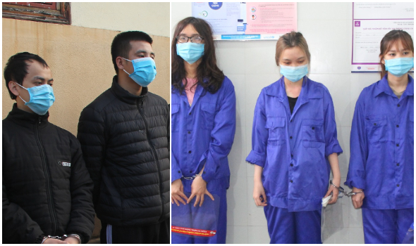 Từ trái qua phải các đối tượng: Nguyễn Ngọc Hoàng, Nguyễn Bá Linh, Đào Trí Đại, Nguyễn Thị Tuyết Nhung, Mai Thị Thúy Trang 