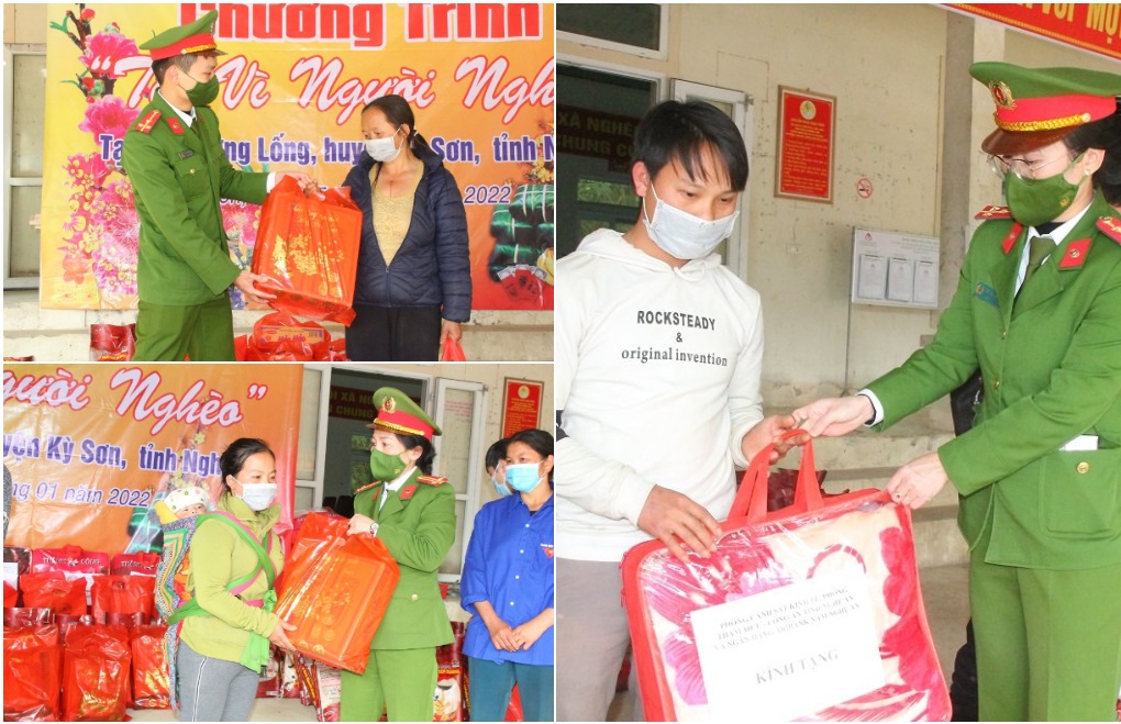Các tổ chức đoàn thể Phòng Cảnh sát kinh tế tặng quà cho người dân