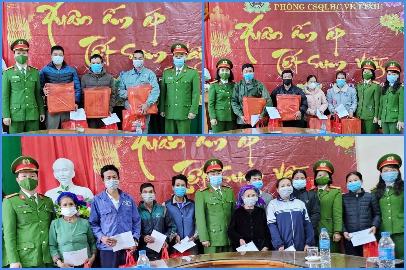 Phòng Cảnh sát Quản lý hành chính về trật tự xã hội tặng quà Tết người dân nghèo xã Tiền Phong, huyện Quế Phong