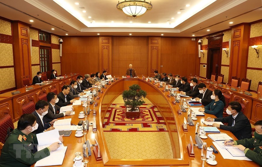 Tổng Bí thư Nguyễn Phú Trọng phát biểu kết luận cuộc họp Thường trực Ban chỉ đạo Trung ương về phòng, chống  tham nhũng, tiêu cực diễn ra ngày 18/11/2021.