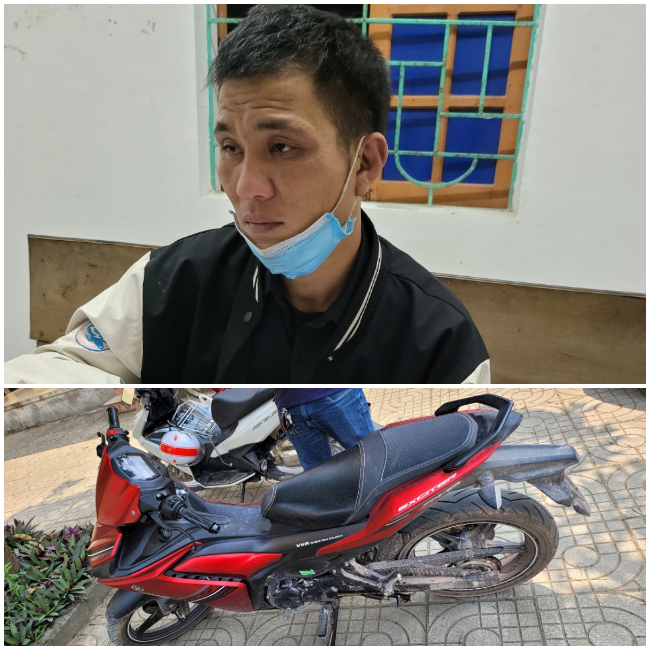 Đối tượng Trần Công Ta cùng phương tiện để thực hiện hành vi cướp giật tài sản 