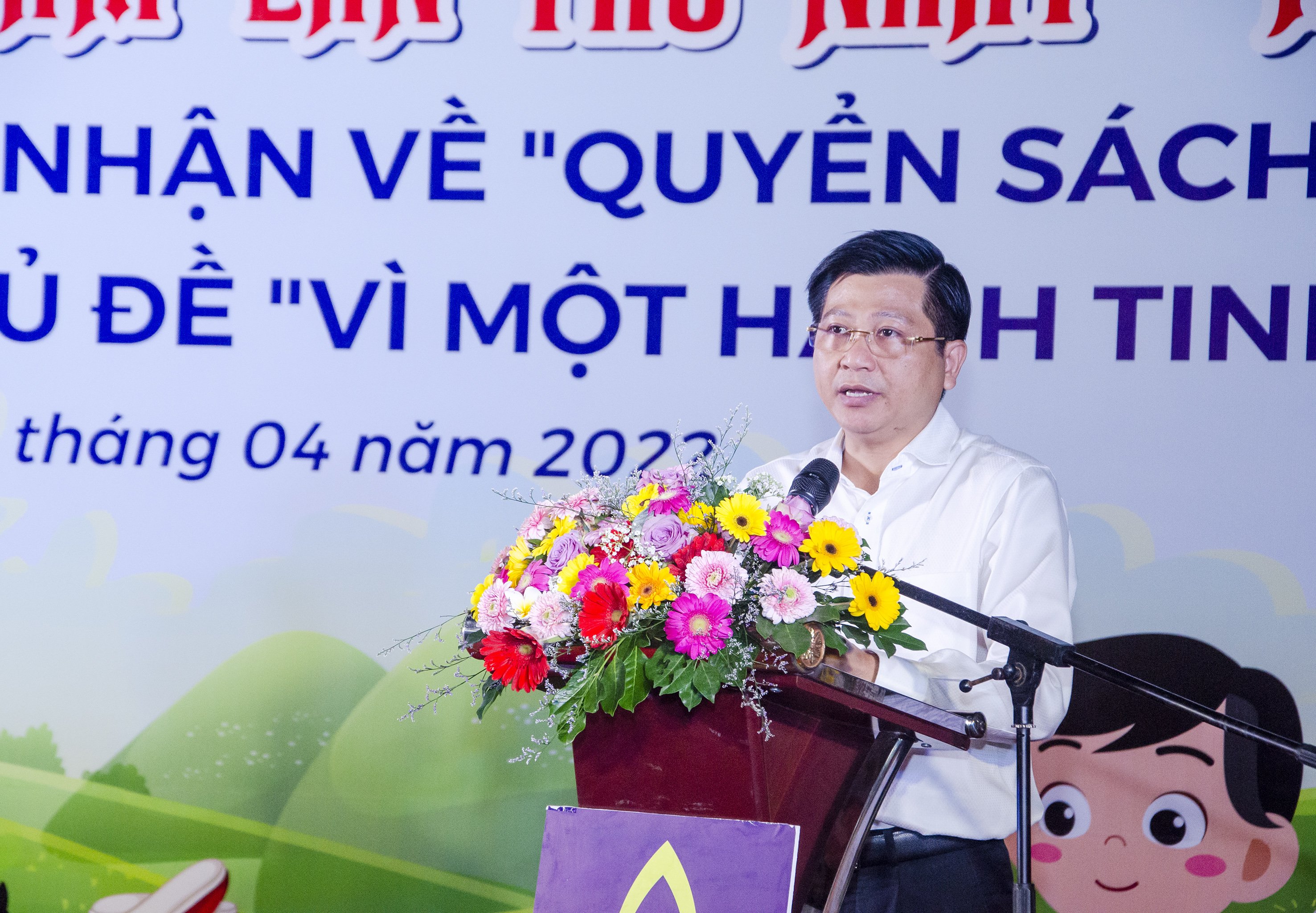 Ông Trần Văn Tuấn, Phó Chủ tịch UBND tỉnh phát biểu khai mạc Ngày sách và Văn hóa đọc Việt Nam tỉnh Bà Rịa - Vũng Tàu năm 2022.