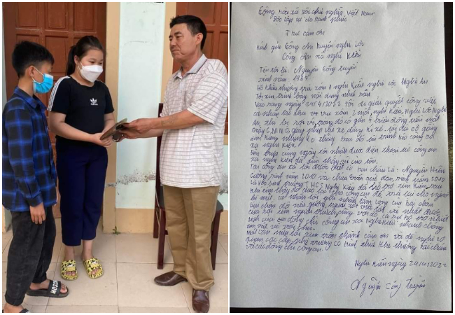 Nhờ Công an xã Nghi Kiều và 02 cháu học sinh nên anh Nguyễn Công Tuyền đã tìm lại được tài sản của mình