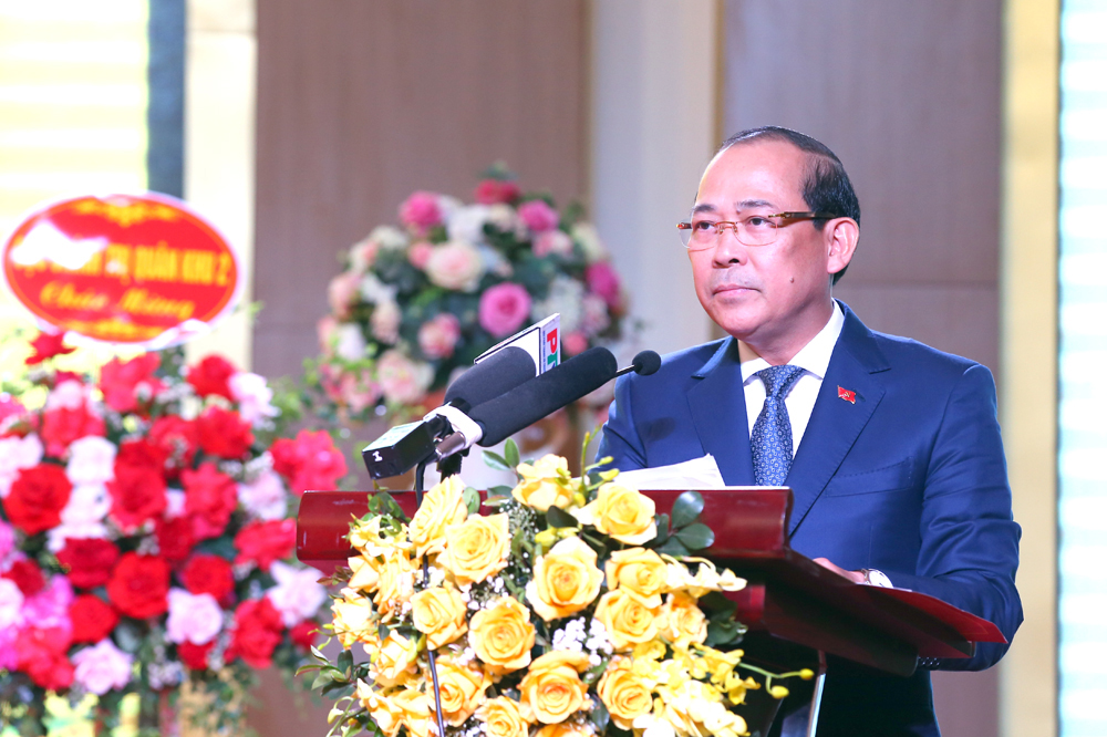 Ông Hoàng Công Thủy, Phó Bí thư Thường trực Tỉnh ủy Phú Thọ phát biểu tại buổi lễ.