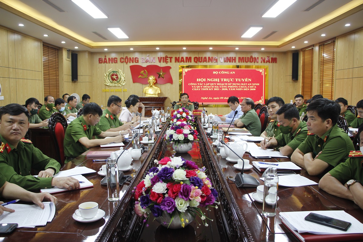 Toàn cảnh Hội nghị tại điểm cầu Công an tỉnh Nghệ An